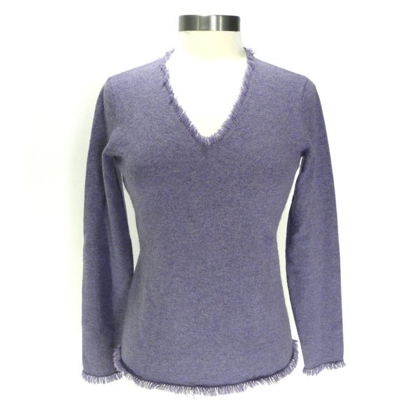 Peck & Peck Sweaters - Peck & Peck Cashmere Fringed V-neck Sweater